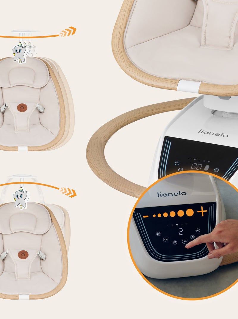 Elektrische schommelwip LIONELO Olivia – 5 bewegingen – 180° – Afstandsbediening – Melodieën Beige - Kiabi