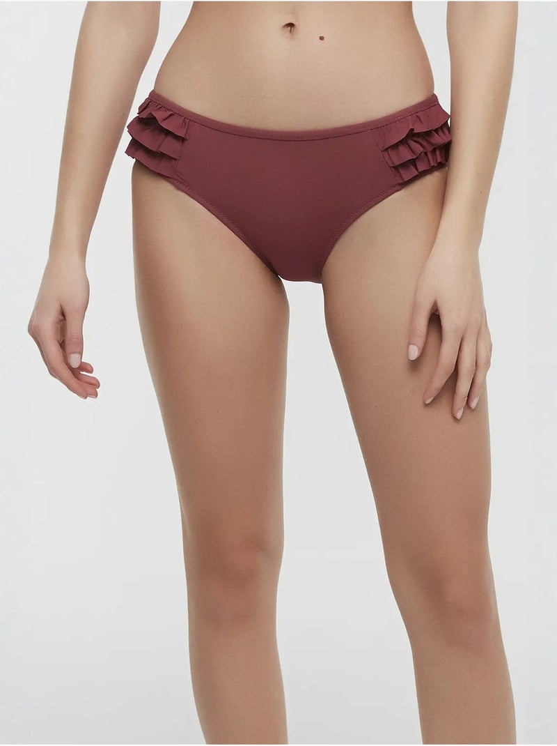 Eleni frill bas de bikini hipster penti Rouge bordeaux - Kiabi