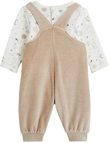Eliah babyfluwelen tuinbroek en t-shirt set