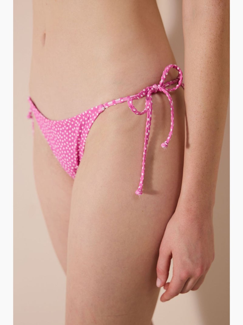 Elie bikinibroekje met structuur penti Fluorroze/Solinotes - Kiabi
