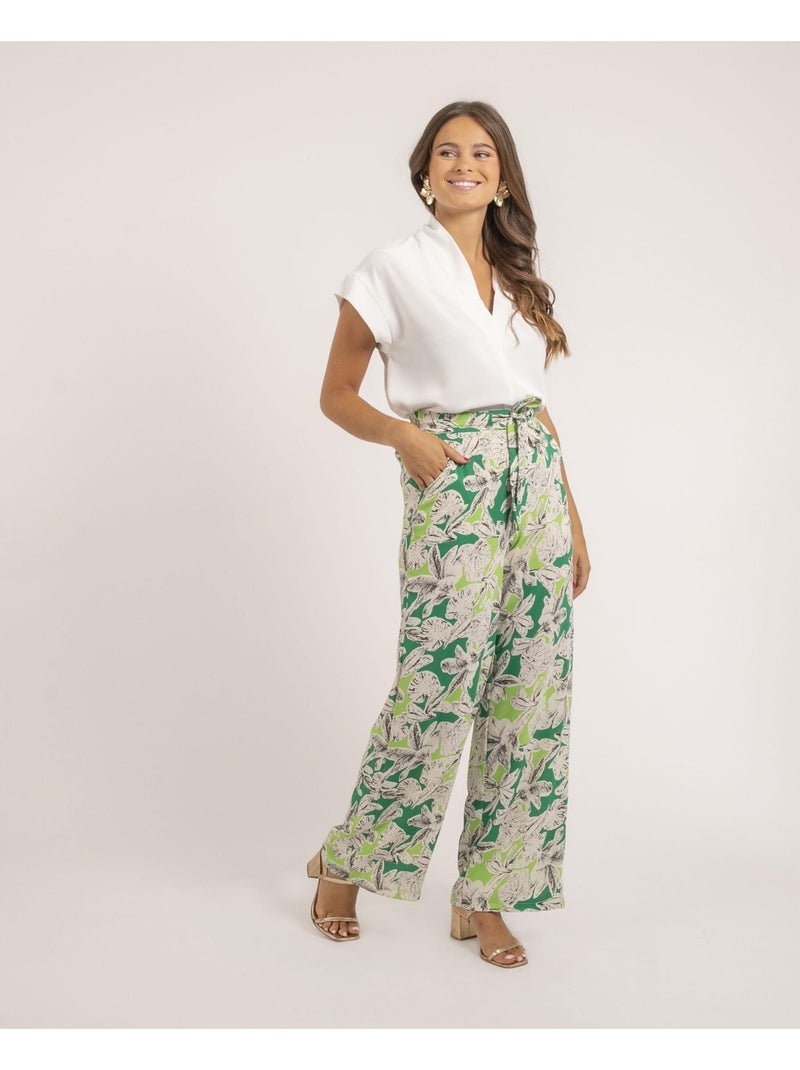 Elienor broek met patroon Groen - Kiabi