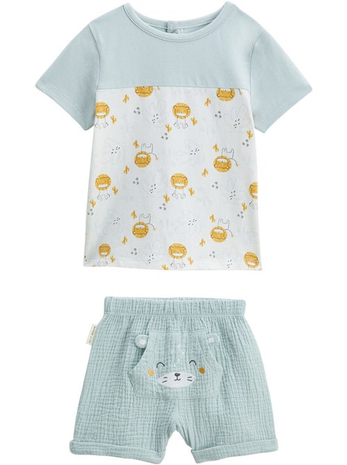Elio baby set: t-shirt en short van katoenen gaas. - Kiabi