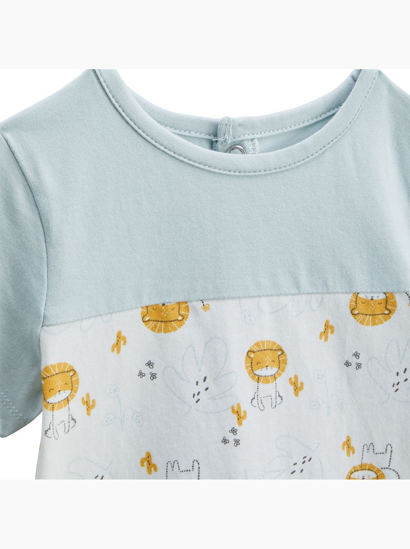 Elio baby set: t-shirt en short van katoenen gaas. Blauw - Kiabi