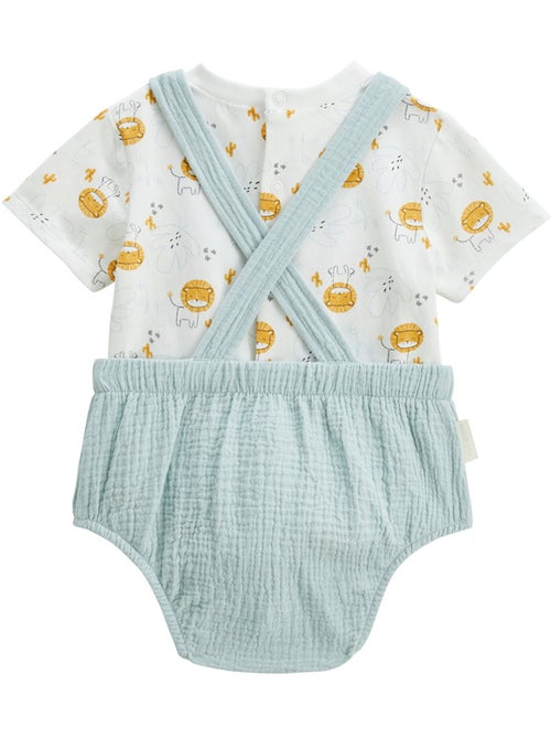 Elio babyoveralls en katoenen gaas T-shirt set - Kiabi