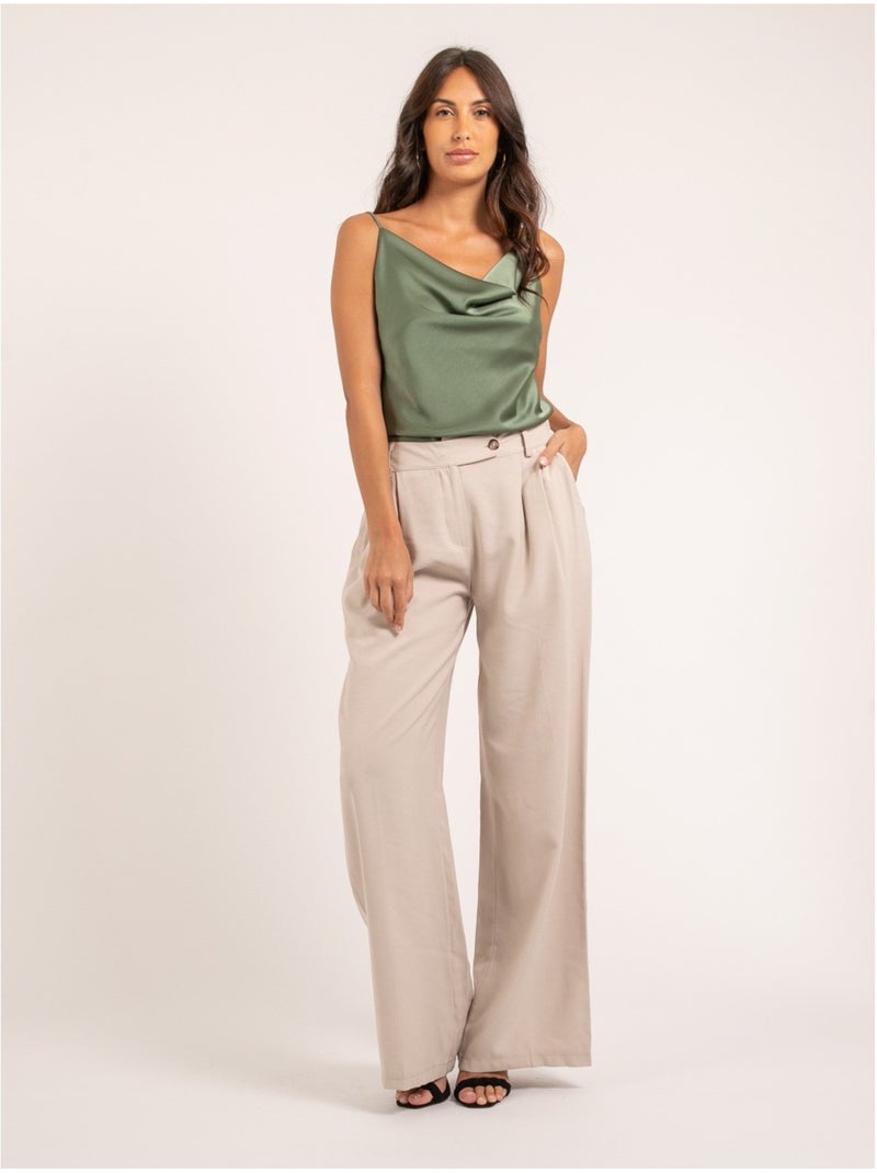 Eliress wijde broek Beige - Kiabi