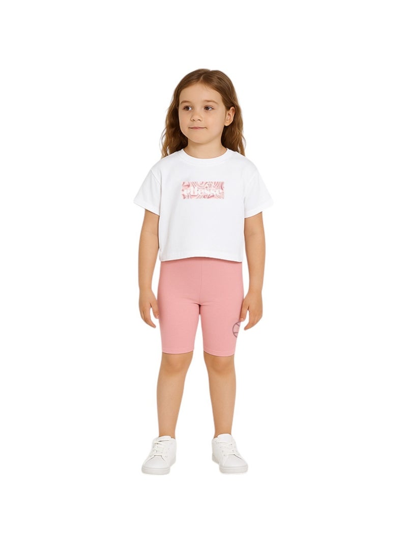 Ellesse - Pack 2 t-shirts et short cycliste fille ? imprim? Blanc - Kiabi
