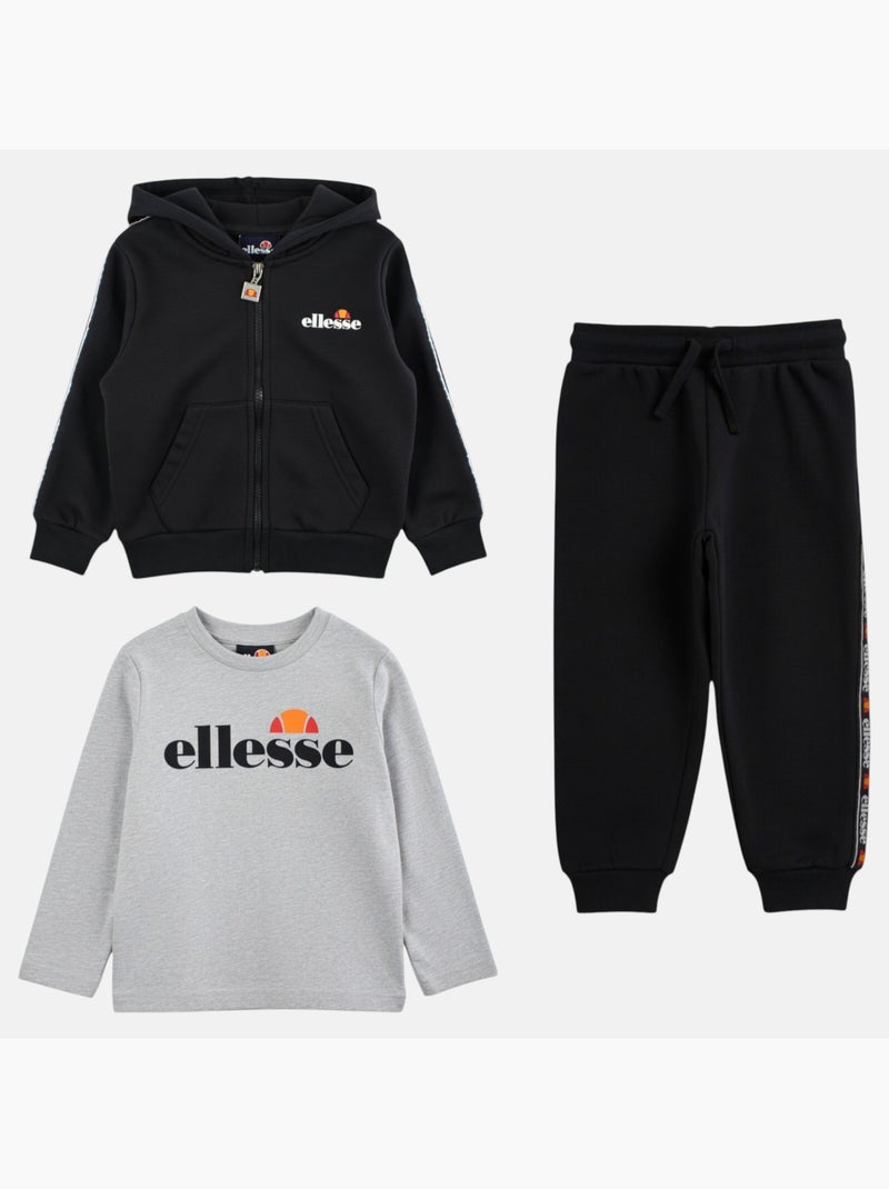 Ellesse - Set 3-delig T-shirt korte mouwen, jas met capuchon en joggingbroek jongen bedrukt Zwart - Kiabi