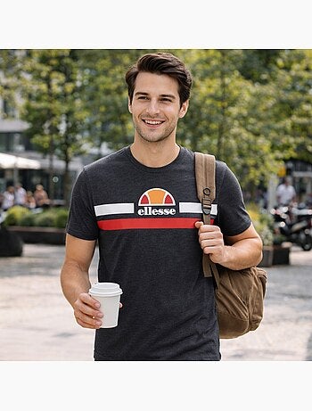 Ellesse - T-shirt manches courtes avec lignes de couleur Homme