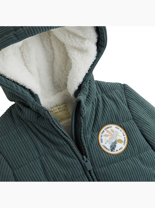 Elliott corduroy baby pufferjasje met sherpa voering en capuchon - Kiabi