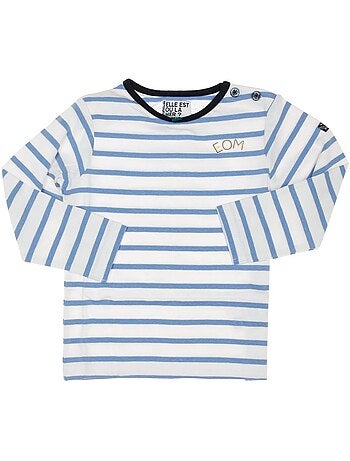 Eloris jongens t-shirt met beige/blauwe strepen