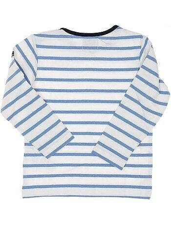 Eloris jongens t-shirt met beige/blauwe strepen