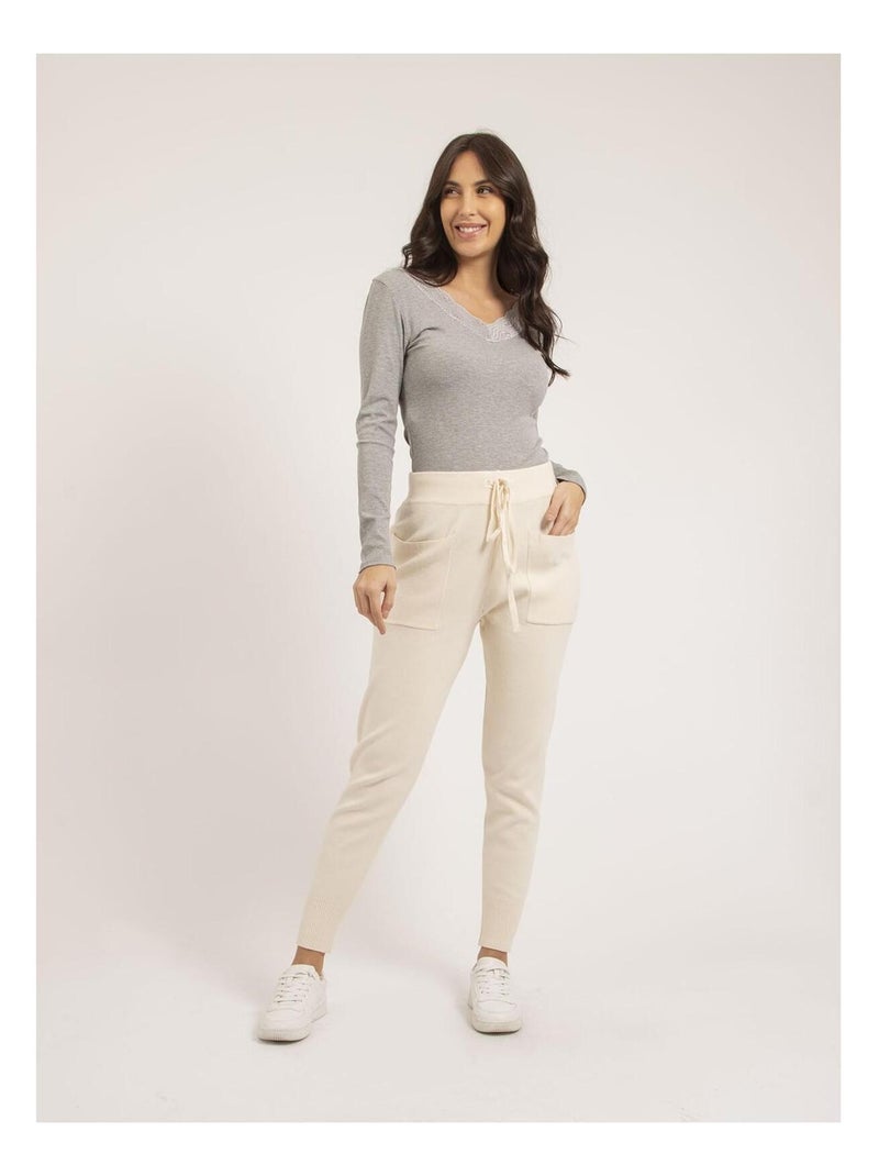 Elsa gebreide joggingbroek Beige - Kiabi