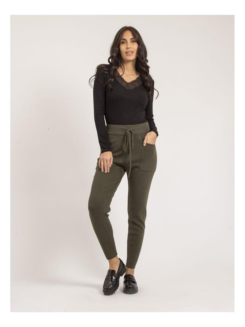 Elsa gebreide joggingbroek Kaki - Kiabi