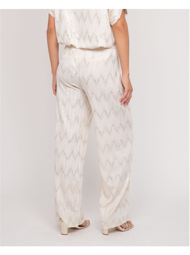 EMANTINE getextureerde soepele broek Wit - Kiabi