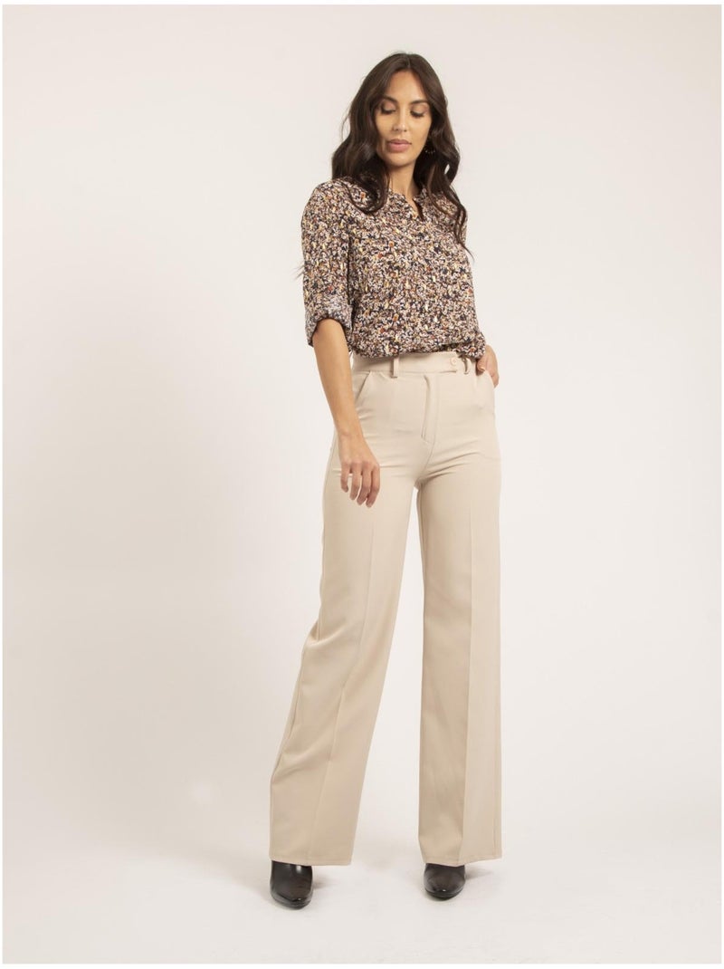 Emeline rechte broek Beige - Kiabi