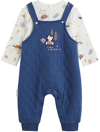 Emile gewatteerde katoenen babyoveralls en t-shirtset