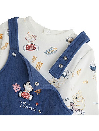 Emile gewatteerde katoenen babyoveralls en t-shirtset