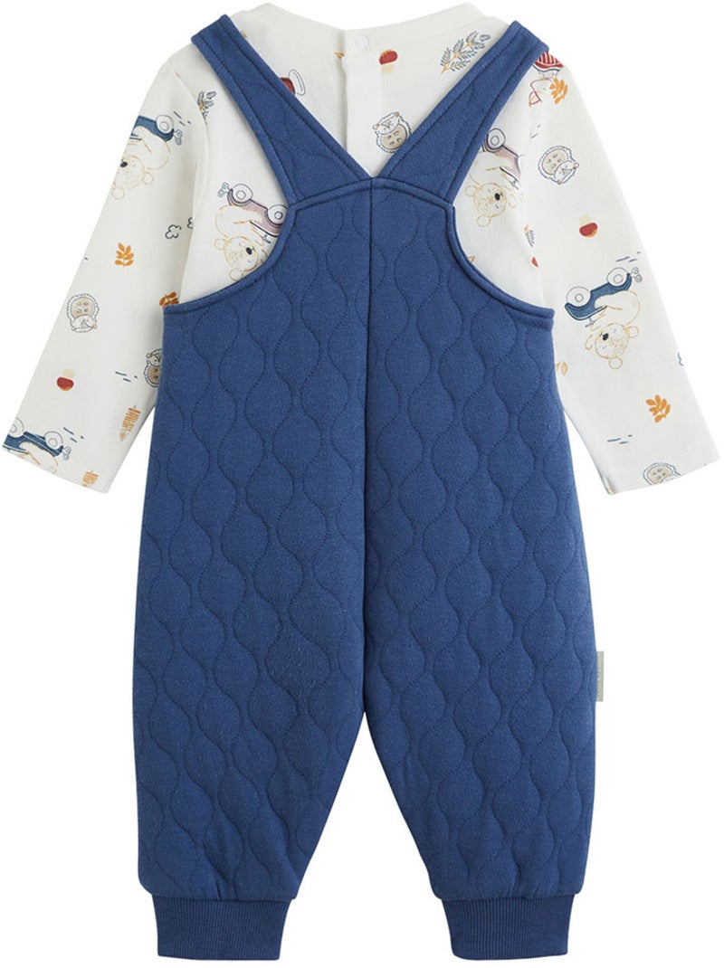 Emile gewatteerde katoenen babyoveralls en t-shirtset Blauw - Kiabi