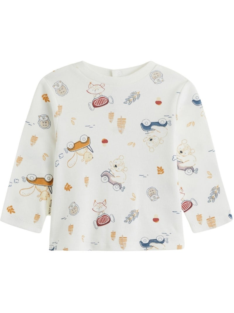 Emile gewatteerde katoenen babyoveralls en t-shirtset Blauw - Kiabi