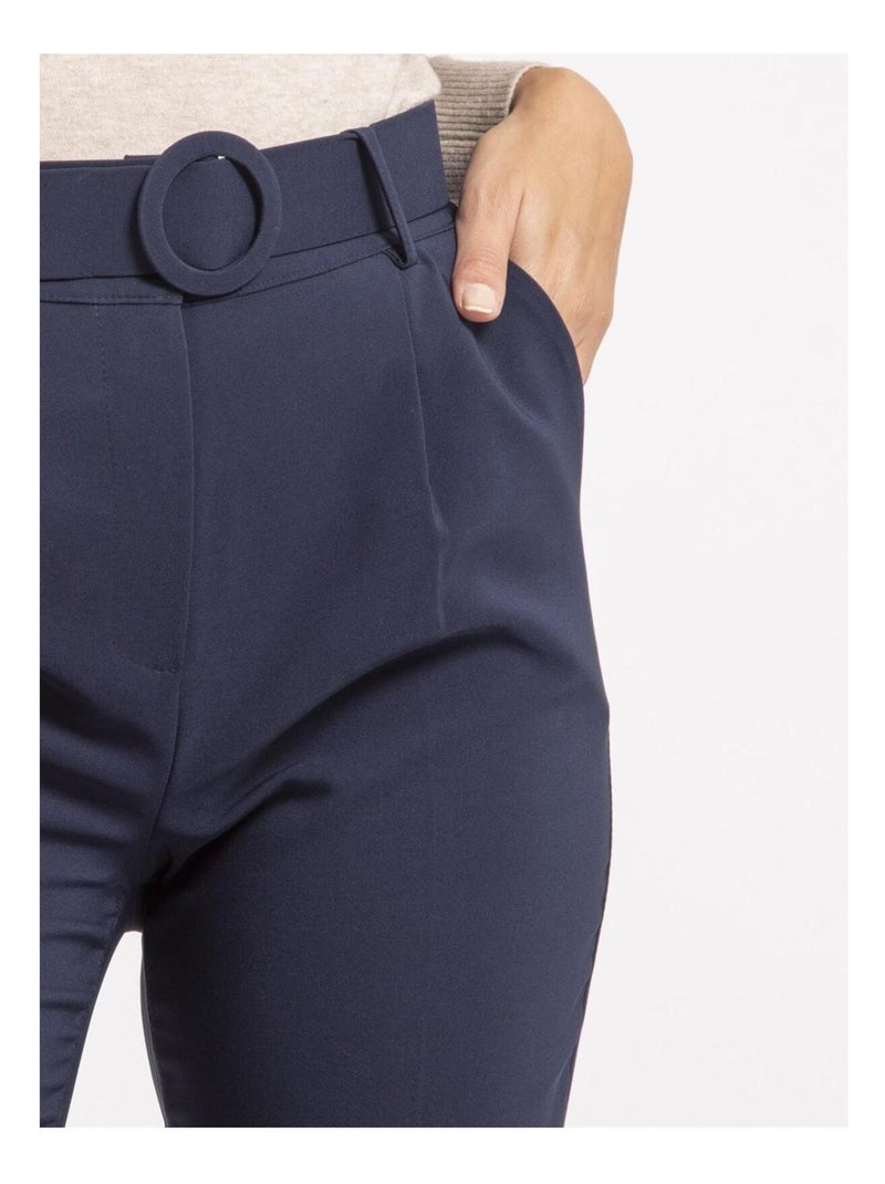 EMILIAN broek met riem Marineblauw - Kiabi