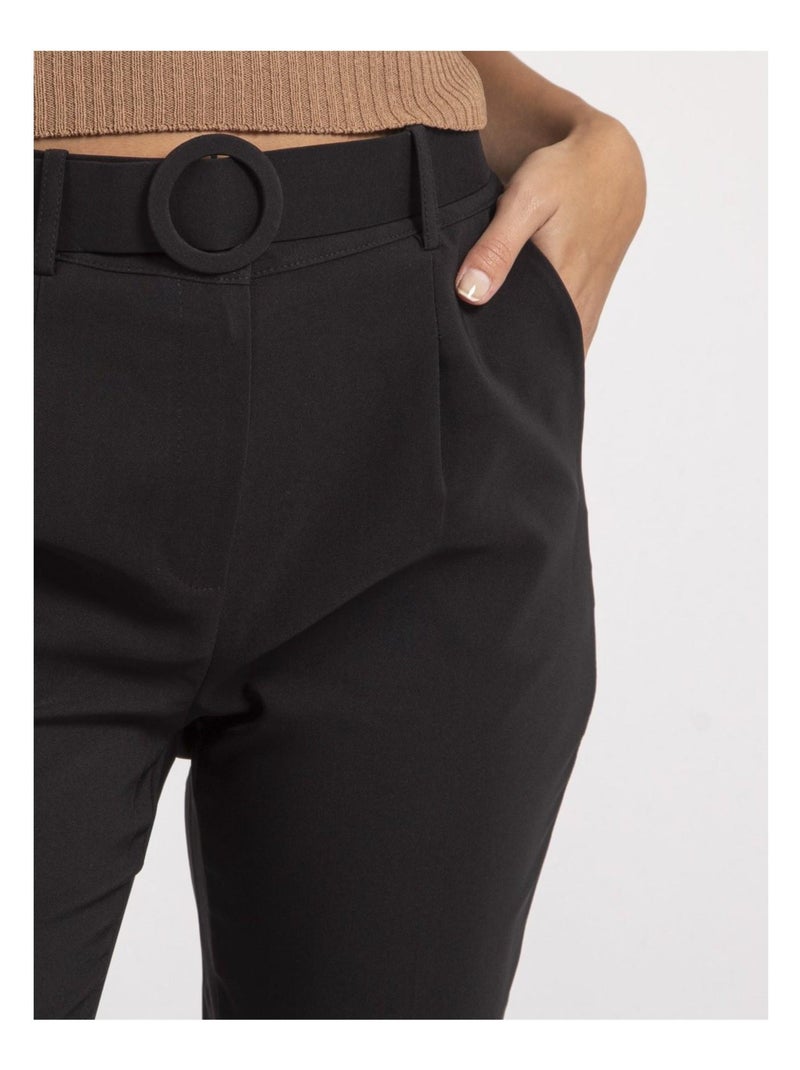 EMILIAN broek met riem Zwart - Kiabi
