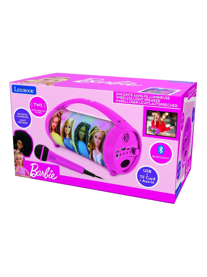 Enceinte bluetooth lumineuse avec micro barbie Rose - Kiabi