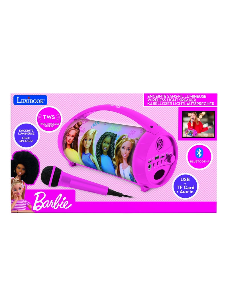 Enceinte bluetooth lumineuse avec micro barbie Rose - Kiabi