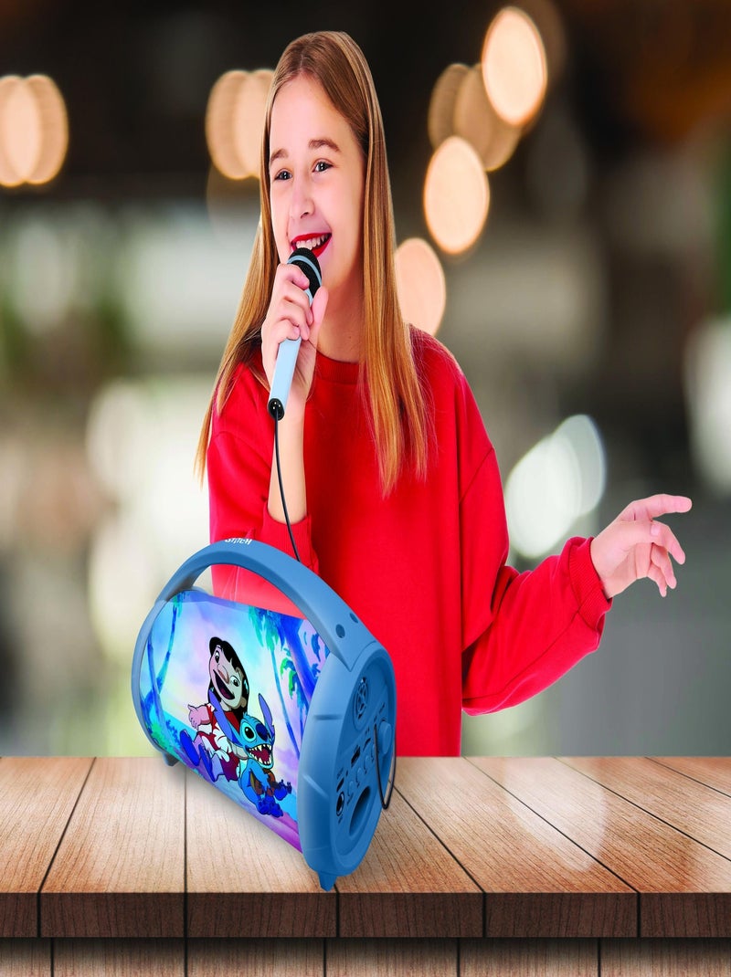 Enceinte bluetooth lumineuse avec micro stitch Bleu - Kiabi