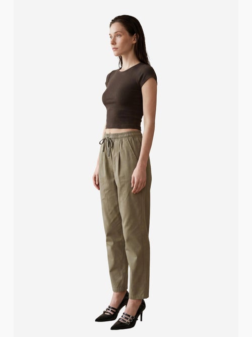 Enkel-lange broek met trekkoord in de taille en zak my fashion - Kiabi