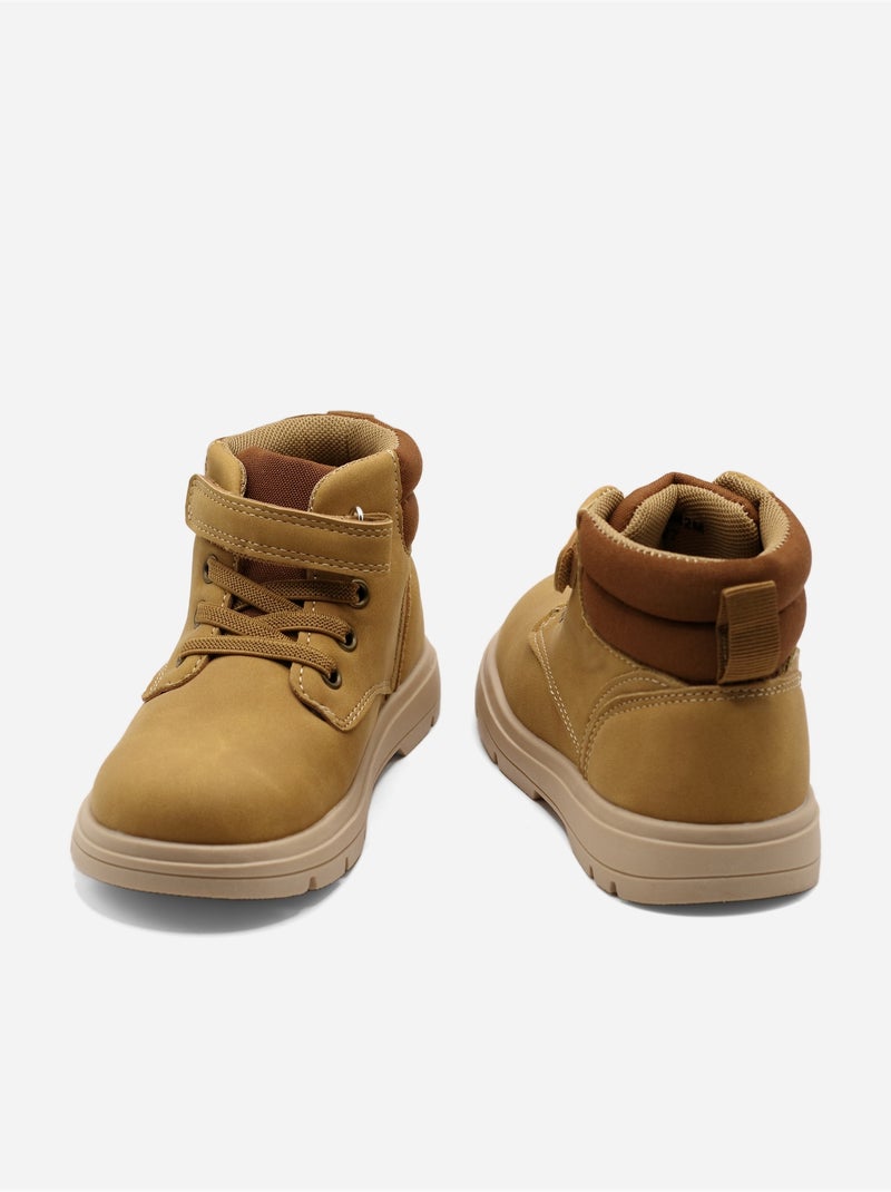 Enkelhoge schoenen met klittenbandsluiting Camel - Kiabi