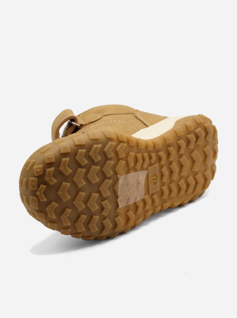 Enkelhoge schoenen met klittenbandsluiting Camel - Kiabi