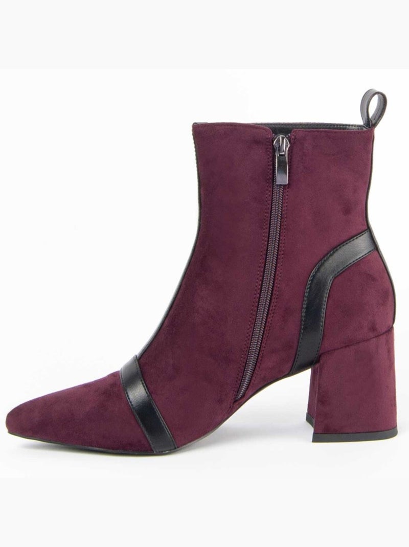 Enkellaars Met Hak Synthetisch Materiaal En Textiel Montevita Rood - Kiabi