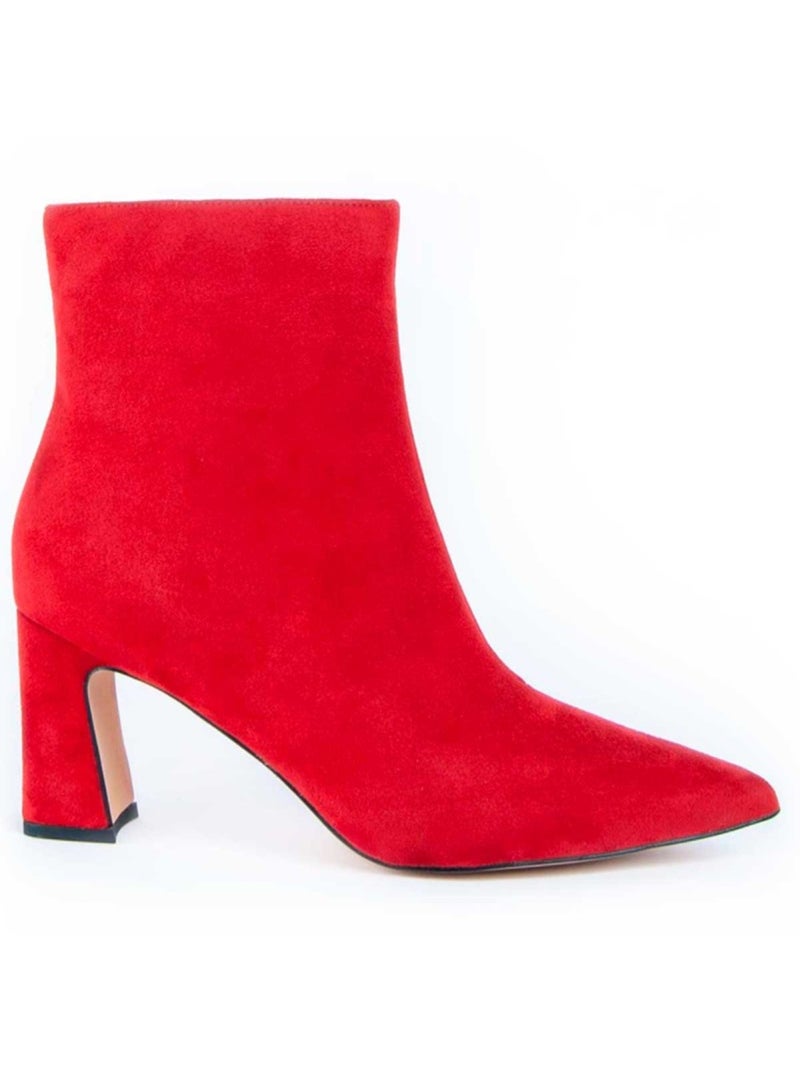 Enkellaars Met Hak Synthetisch Materiaal En Textiel Montevita Rood - Kiabi