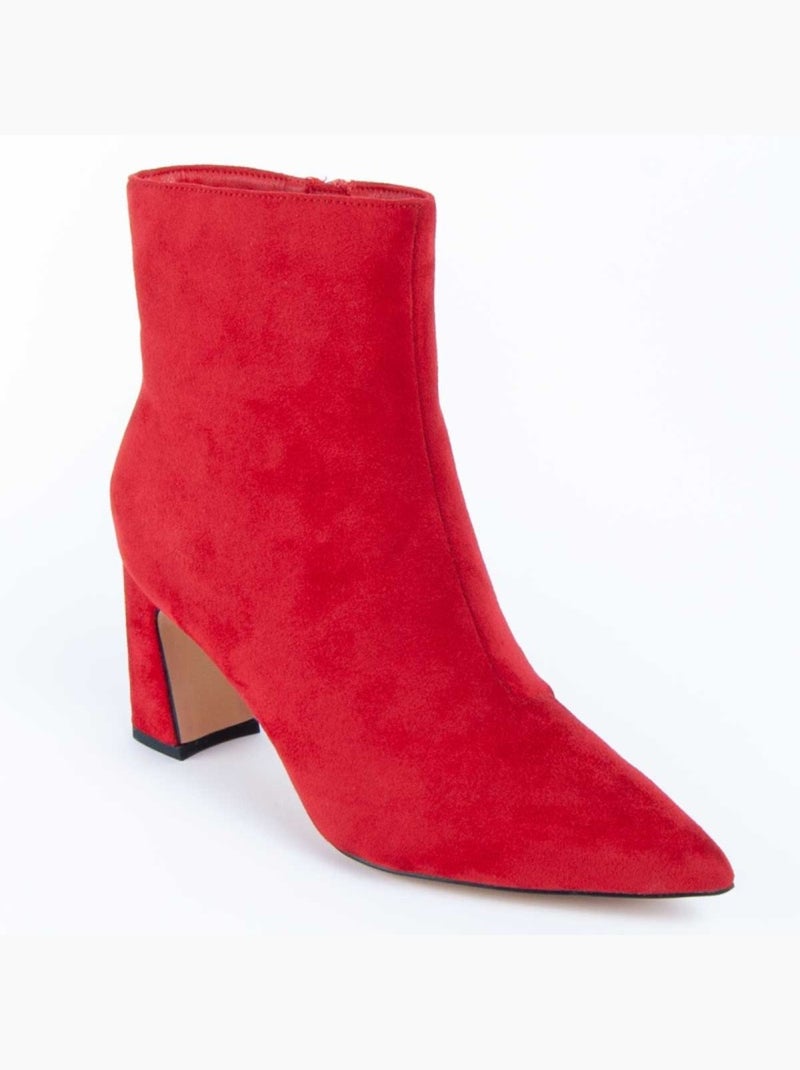 Enkellaars Met Hak Synthetisch Materiaal En Textiel Montevita Rood - Kiabi
