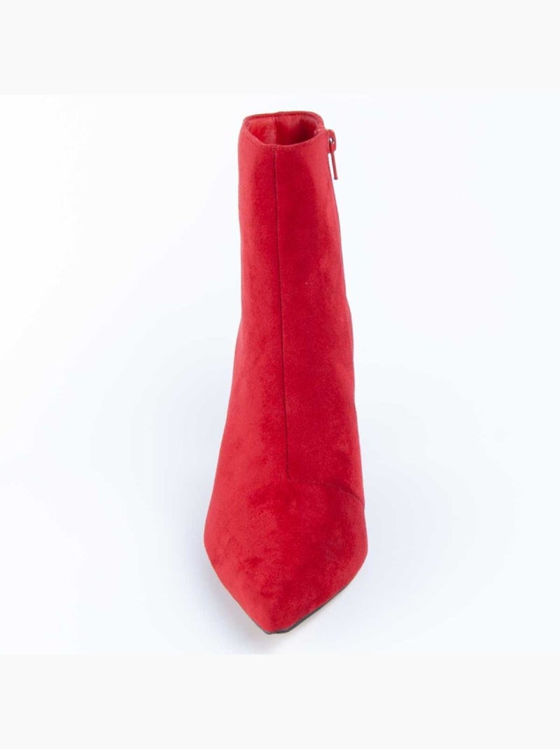 Enkellaars Met Hak Synthetisch Materiaal En Textiel Montevita Rood - Kiabi