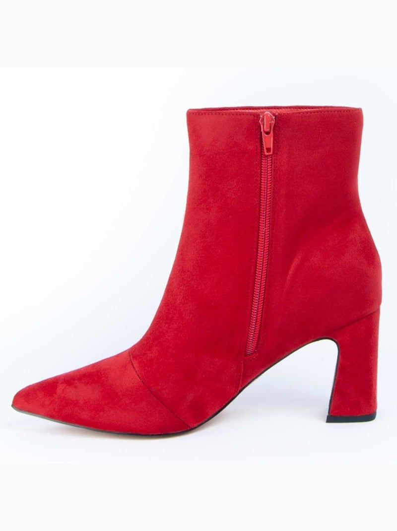 Enkellaars Met Hak Synthetisch Materiaal En Textiel Montevita Rood - Kiabi