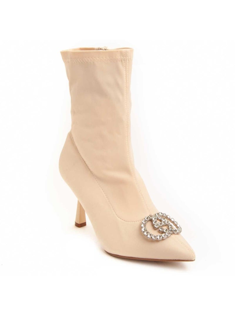 Enkellaars Met Hak Synthetisch Materiaal Montevita Beige - Kiabi
