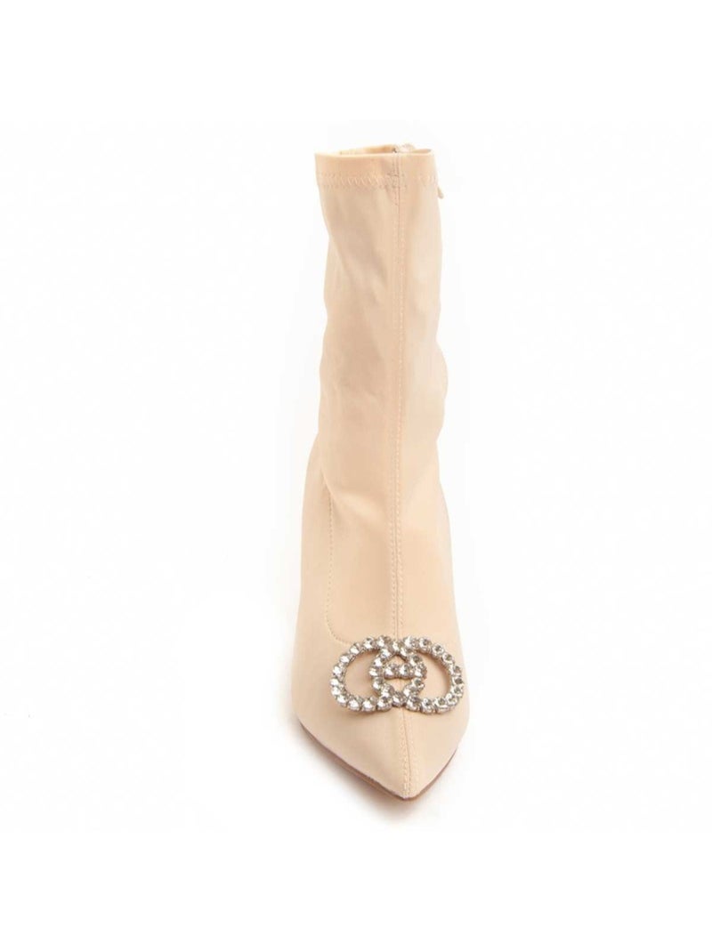 Enkellaars Met Hak Synthetisch Materiaal Montevita Beige - Kiabi