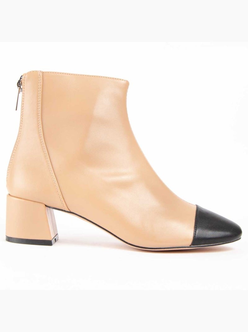 Enkellaars Met Hak Synthetisch Materiaal Montevita Beige - Kiabi