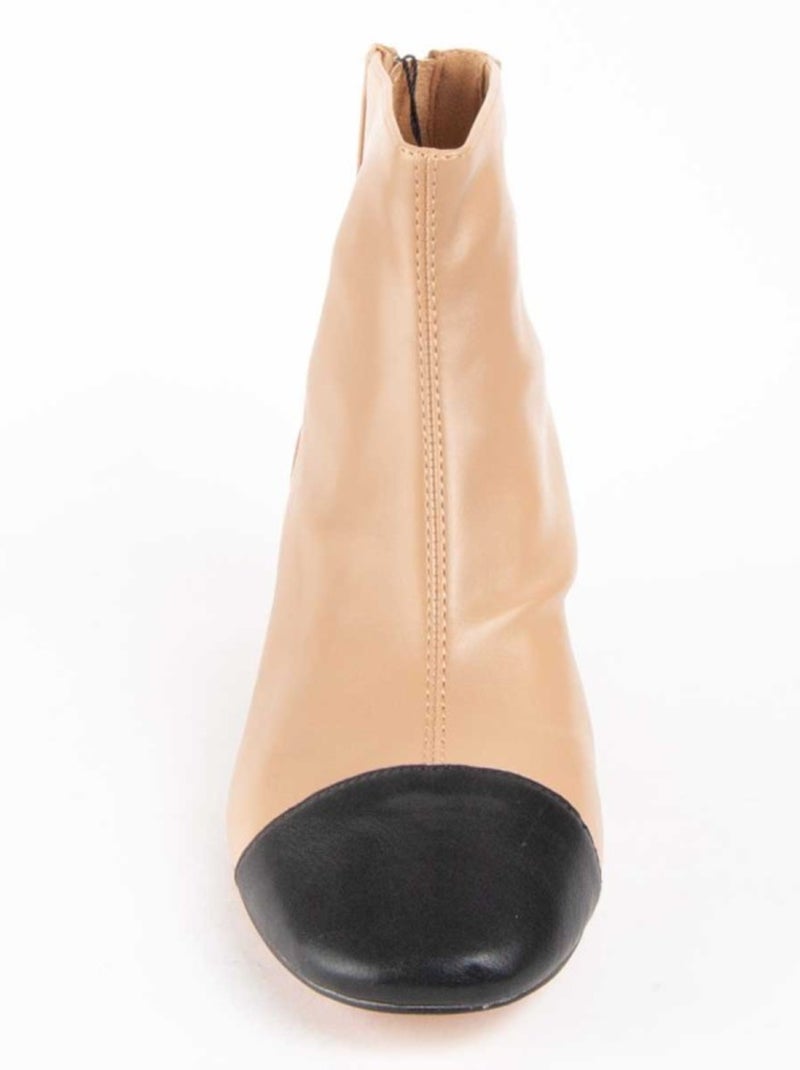 Enkellaars Met Hak Synthetisch Materiaal Montevita Beige - Kiabi