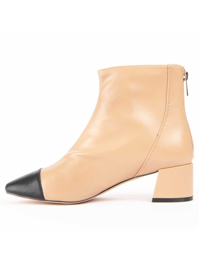 Enkellaars Met Hak Synthetisch Materiaal Montevita Beige - Kiabi