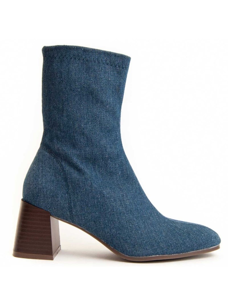 Enkellaars Met Hak Synthetisch Materiaal Montevita Blauw - Kiabi