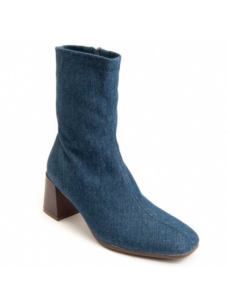 Enkellaars Met Hak Synthetisch Materiaal Montevita Blauw - Kiabi