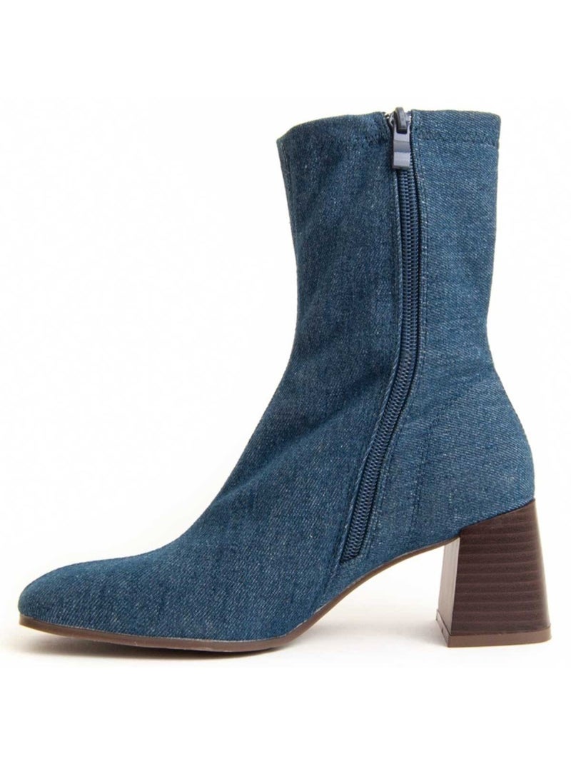 Enkellaars Met Hak Synthetisch Materiaal Montevita Blauw - Kiabi