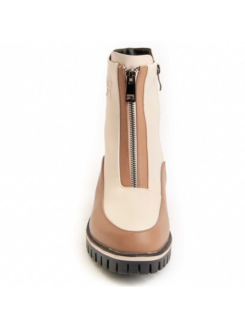 Enkellaars Synthetisch Materiaal En Textiel Montevita Beige - Kiabi