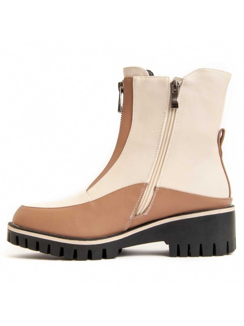 Enkellaars Synthetisch Materiaal En Textiel Montevita Beige - Kiabi