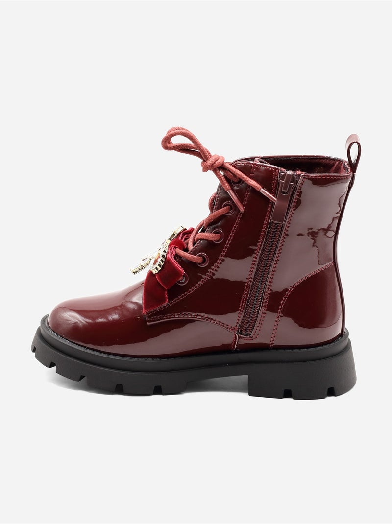 Enkellaarsjes met een decoratieve strik Rood - Kiabi