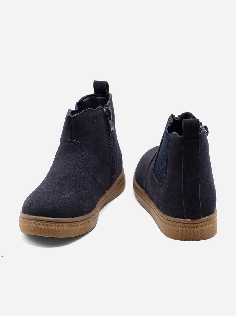 Enkellaarsjes met rits Donkerblauw - Kiabi