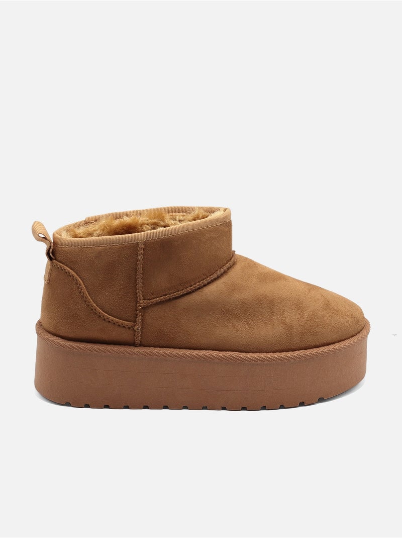 Enkellaarzen met plateauzool Camel - Kiabi
