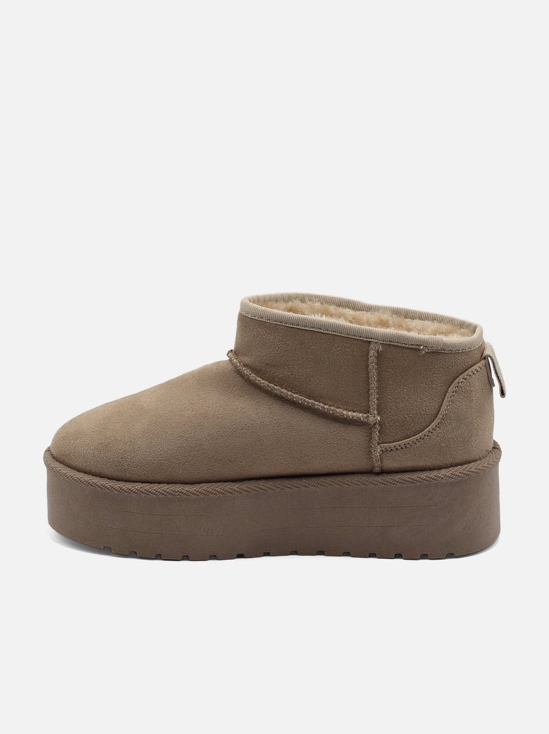 Enkellaarzen met plateauzool Kaki - Kiabi